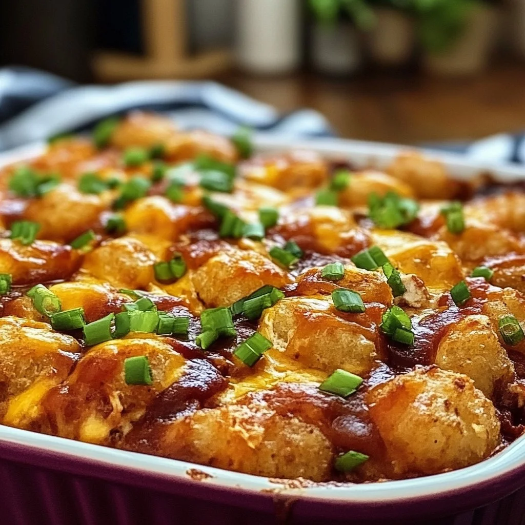 BBQ Chicken Tater Tot Casserole