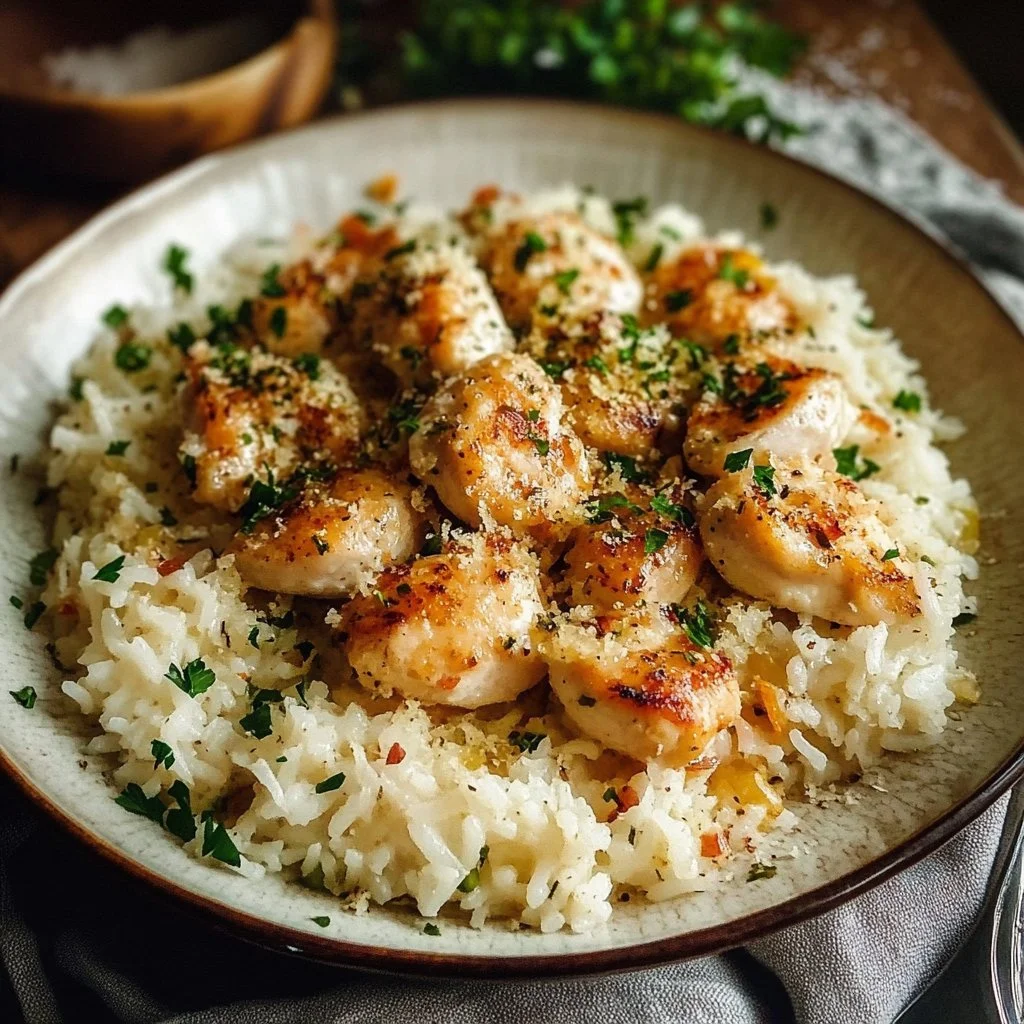 Chicken Scampi with Garlic Parmesan Rice