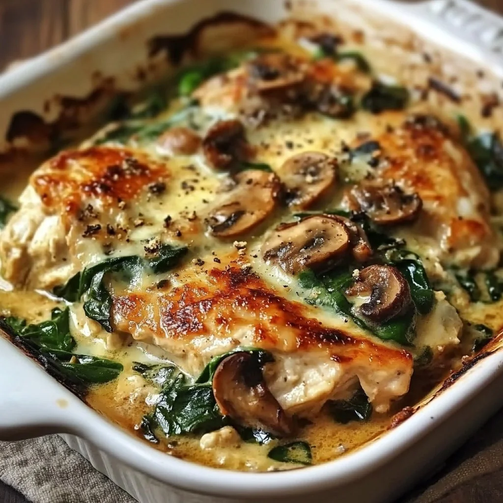 Chicken Spinach Mushroom Low Carb Oven Dish