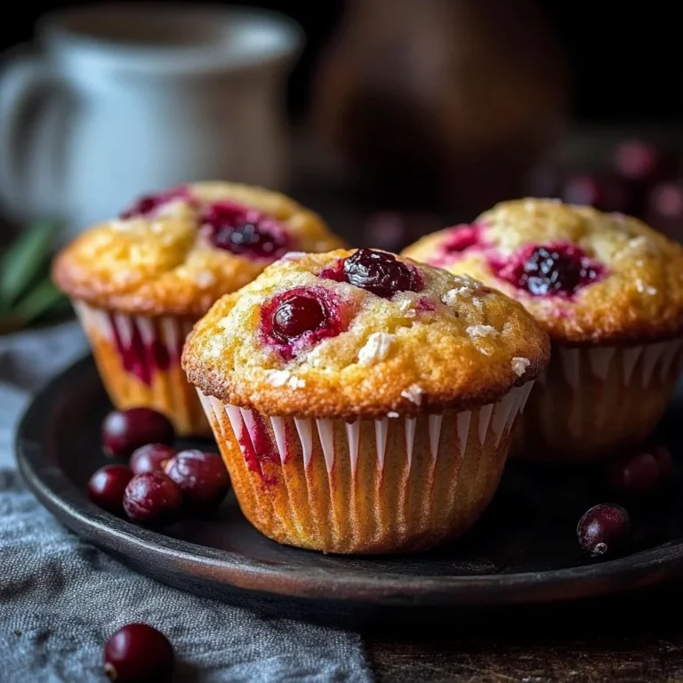 Freshly baked cranberry orange muffins on a wooden table