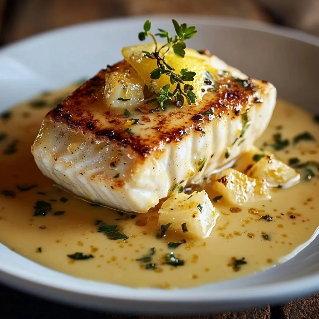 Halibut with Zesty Lemon Beurre Blanc