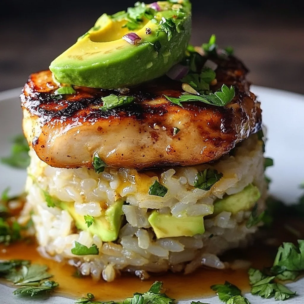 Honey Lime Chicken & Avocado Rice Stack