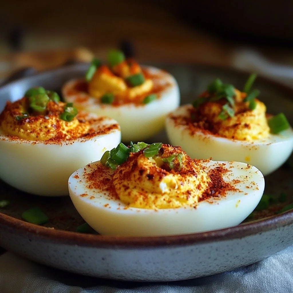 Spicy Chili Garlic Deviled Eggs