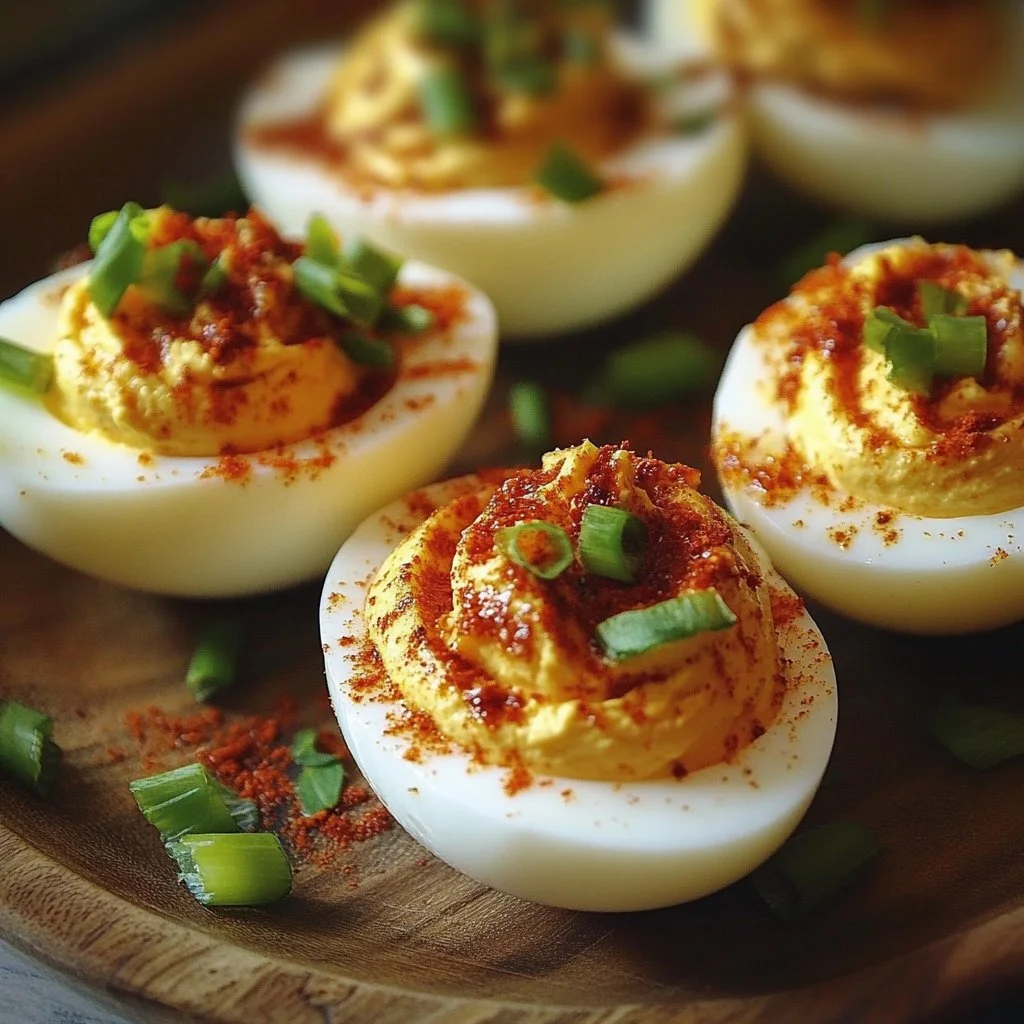 Spicy Chili Garlic Deviled Eggs
